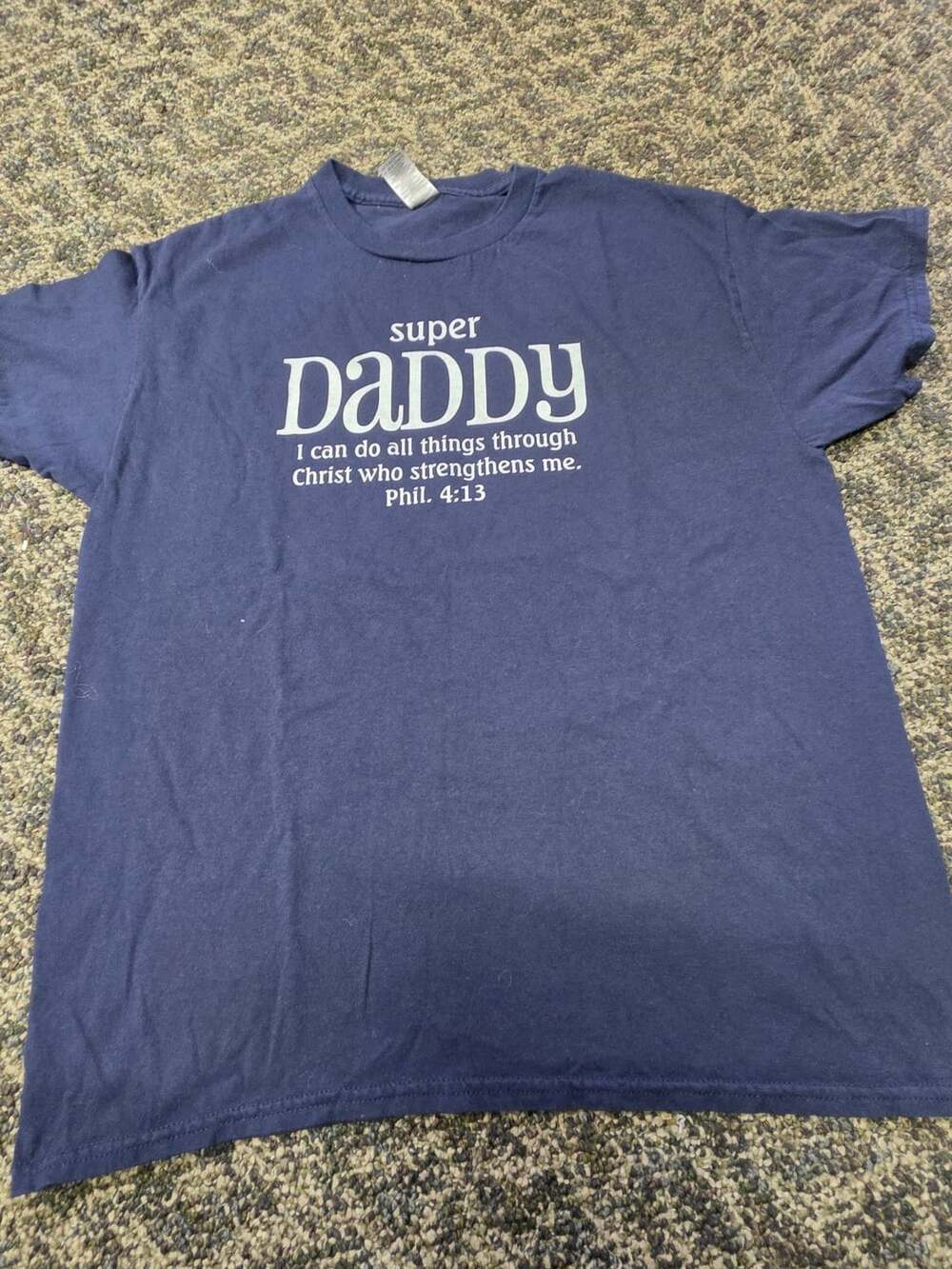 Gildan Super Daddy Graphic T-Shirt Size L Blue